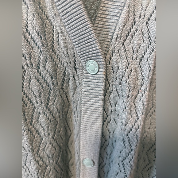 Jason Wu for Target Long Sleeve Pointelle Blue Snap Front Mid Length Cardigan M - Picture 3 of 7